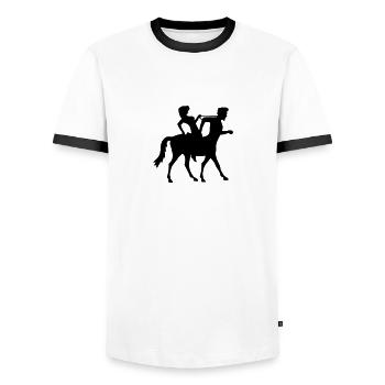centaur man love wedding bachelor party party team - Men's Ringer Shirt - white/black - Front - AI Model Female 172 light (172cm) & AI Model Male 178 dark (178cm)