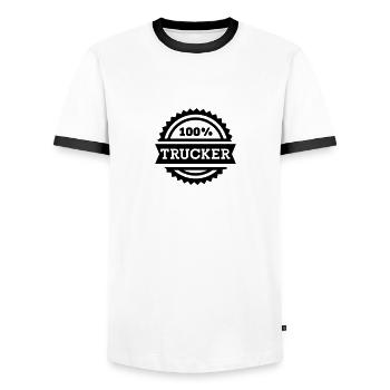 Trucker - T-shirt contrasté Homme - blanc/noir - Devant - AI Model Female 172 light (172cm) & AI Model Male 178 dark (178cm)