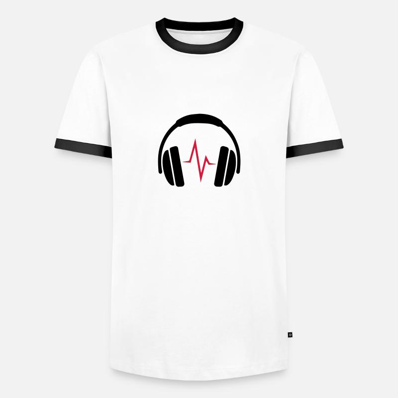 DJ Kopfhörer mit Beat - Männer Kontrast-T-Shirt - Weiß/Schwarz