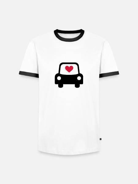 Auto Herz - Männer Kontrast-T-Shirt - Weiß/Schwarz