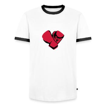 Boxing gloves - Men's Ringer Shirt - white/black - Front - AI Model Female 172 light (172cm) & AI Model Male 178 dark (178cm)