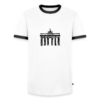 BERLIN - Männer Kontrast-T-Shirt - Weiß/Schwarz - Vorne - AI Model Female 172 light (172cm) & AI Model Male 178 dark (178cm)