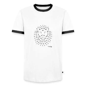 Lion geometric streetwear minimal urban style - Men's Ringer Shirt - white/black - Front - AI Model Female 172 light (172cm) & AI Model Male 178 dark (178cm)