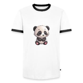 Total niedliches Panda-Bärchen - Männer Kontrast-T-Shirt - Weiß/Schwarz - Vorne - AI Model Female 172 light (172cm) & AI Model Male 178 dark (178cm)