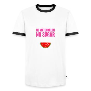 Only high sweetooth gift - Men's Ringer Shirt - white/black - Front - AI Model Female 172 light (172cm) & AI Model Male 178 dark (178cm)