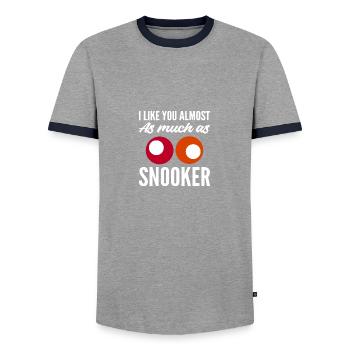 How to Almost Hobbyist Gift - Men's Ringer Shirt - grey/navy  - Front - AI Model Female 172 light (172cm) & AI Model Male 178 light (178cm)