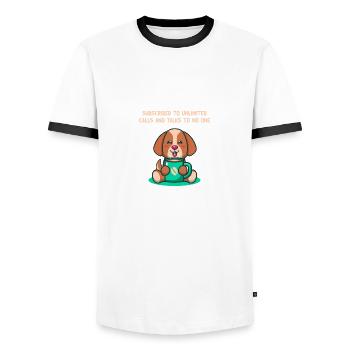 Subscribes and doesn't talk to anyone introverted - Men's Ringer Shirt - white/black - Front - AI Model Female 172 light (172cm) & AI Model Male 178 dark (178cm)