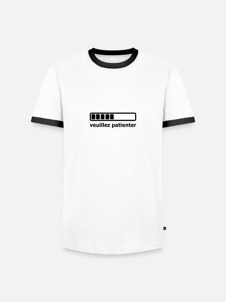 veuillez patienter - Männer Kontrast-T-Shirt - Weiß/Schwarz