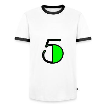 5. 5 JAHRE. 5-JÄHRIGES JUBILÄUM. GEBURTSTAG 5 JAHRE. 5 - Männer Kontrast-T-Shirt - Weiß/Schwarz - Vorne - AI Model Female 172 light (172cm) & AI Model Male 178 dark (178cm)