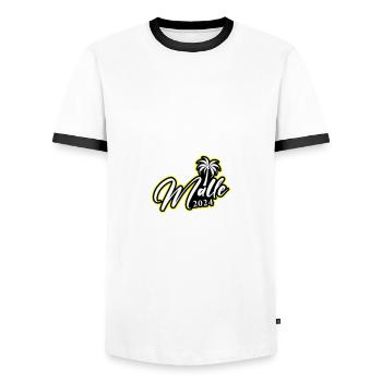 Malle 2024 Palma de Majorque - T-shirt contrasté Homme - blanc/noir - Devant - AI Model Female 172 light (172cm) & AI Model Male 178 dark (178cm)