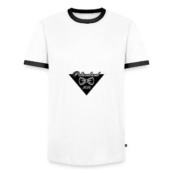 Polterabend 2024 - Männer Kontrast-T-Shirt - Weiß/Schwarz - Vorne - AI Model Female 172 light (172cm) & AI Model Male 178 dark (178cm)