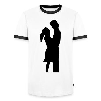 Liebe Paar Silhouette Valentinstag Geschenk Idee - Männer Kontrast-T-Shirt - Weiß/Schwarz - Vorne - AI Model Female 172 light (172cm) & AI Model Male 178 dark (178cm)
