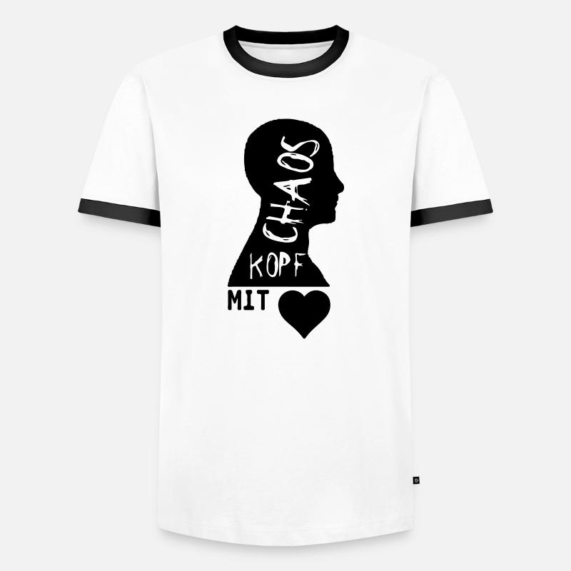 Chaoskopf mit Herz Geschenk - Männer Kontrast-T-Shirt - Weiß/Schwarz