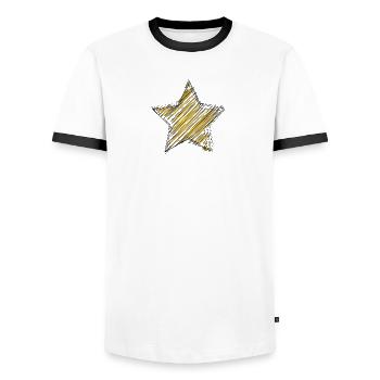 - STERN. STAR. STERNE. PARTY. GEBURTSTAG. WEIHNACHTEN. - Männer Kontrast-T-Shirt - Weiß/Schwarz - Vorne - AI Model Female 172 light (172cm) & AI Model Male 178 dark (178cm)
