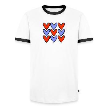 PAAR. VALENTINSTAG. HERZ. WEIHNACHTEN. GERADE VERHEIRATET. - Männer Kontrast-T-Shirt - Weiß/Schwarz - Vorne - AI Model Female 172 light (172cm) & AI Model Male 178 dark (178cm)