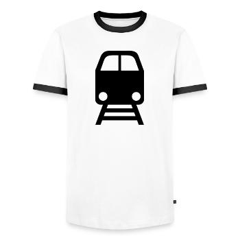 Train - T-shirt contrasté Homme - blanc/noir - Devant - AI Model Female 172 light (172cm) & AI Model Male 178 dark (178cm)