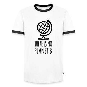 There is no Planet B - Earth Globe - Men's Ringer Shirt - white/black - Front - AI Model Female 172 light (172cm) & AI Model Male 178 dark (178cm)