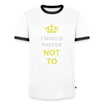 Je préfère ne pas - T-shirt contrasté Homme - blanc/noir - Devant - AI Model Female 172 light (172cm) & AI Model Male 178 dark (178cm)
