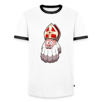 Visage de Saint Nicolas - T-shirt contrasté Homme - blanc/noir - Devant - AI Model Female 172 light (172cm) & AI Model Male 178 dark (178cm)