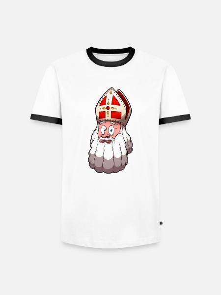 Saint Nicholas Face - Men's Ringer Shirt - white/black