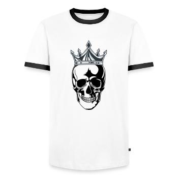 Couronne du roi du crâne - T-shirt contrasté Homme - blanc/noir - Devant - AI Model Female 172 light (172cm) & AI Model Male 178 dark (178cm)