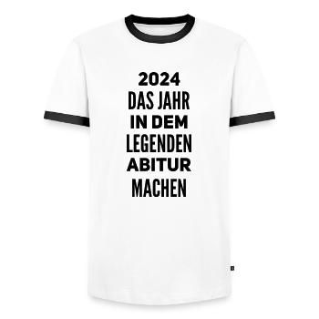 Abi - Legende 2024 - Männer Kontrast-T-Shirt - Weiß/Schwarz - Vorne - AI Model Female 172 light (172cm) & AI Model Male 178 dark (178cm)