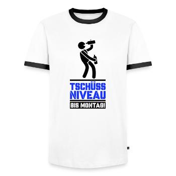 Bye bye niveau jusqu’à lundi - T-shirt contrasté Homme - blanc/noir - Devant - AI Model Female 172 light (172cm) & AI Model Male 178 dark (178cm)