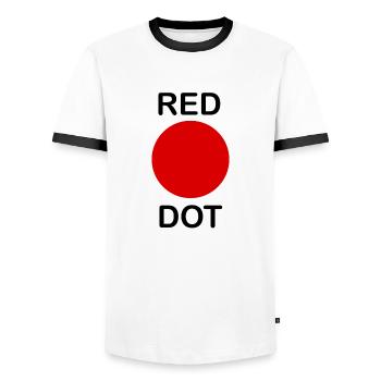 RED DOT - Männer Kontrast-T-Shirt - Weiß/Schwarz - Vorne - AI Model Female 172 light (172cm) & AI Model Male 178 dark (178cm)