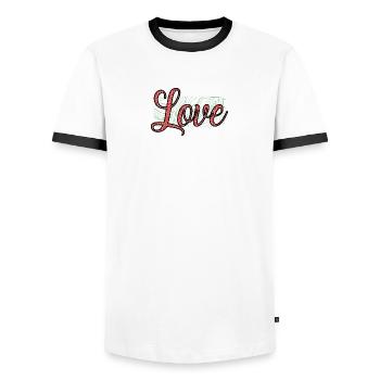 MUTTERTAG. SCHÖNEN MUTTERTAG. MAMA - Männer Kontrast-T-Shirt - Weiß/Schwarz - Vorne - AI Model Female 172 light (172cm) & AI Model Male 178 dark (178cm)