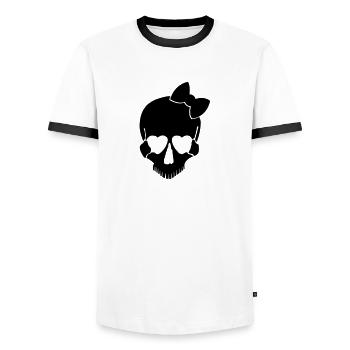 Female Skull - Men's Ringer Shirt - white/black - Front - AI Model Female 172 light (172cm) & AI Model Male 178 dark (178cm)