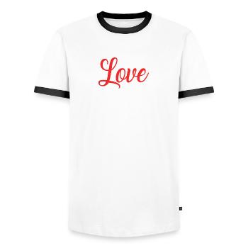 PAAR. VALENTINSTAG. HERZ. WEIHNACHTEN. GERADE VERHEIRATET. - Männer Kontrast-T-Shirt - Weiß/Schwarz - Vorne - AI Model Female 172 light (172cm) & AI Model Male 178 dark (178cm)