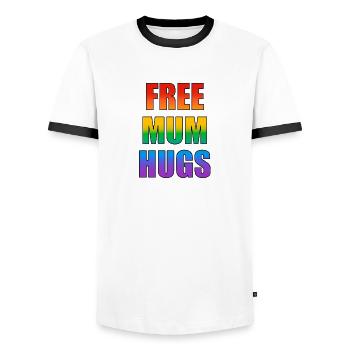 Kostenlose Mama umarmt Pride - Männer Kontrast-T-Shirt - Weiß/Schwarz - Vorne - AI Model Female 172 light (172cm) & AI Model Male 178 dark (178cm)