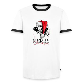 CHIEN DE SUEUR DE MONTAGNE BAVAROIS Joyeux Noël - T-shirt contrasté Homme - blanc/noir - Devant - AI Model Female 172 light (172cm) & AI Model Male 178 dark (178cm)