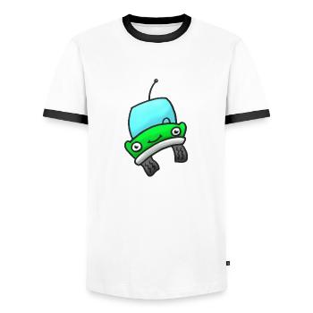 Car green - Men's Ringer Shirt - white/black - Front - AI Model Female 172 light (172cm) & AI Model Male 178 dark (178cm)