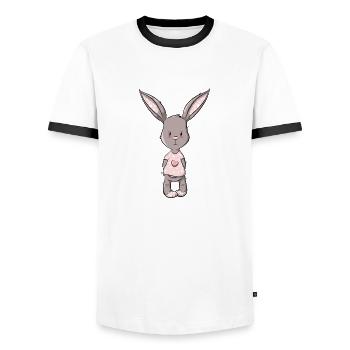 Rosa Lapin - T-shirt contrasté Homme - blanc/noir - Devant - AI Model Female 172 light (172cm) & AI Model Male 178 dark (178cm)