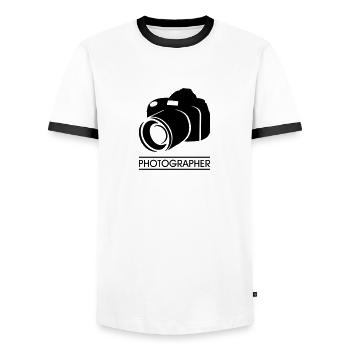 photographer - Männer Kontrast-T-Shirt - Weiß/Schwarz - Vorne - AI Model Female 172 light (172cm) & AI Model Male 178 dark (178cm)