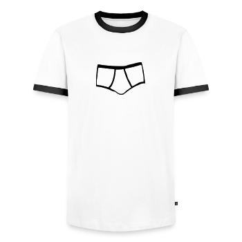 slips unterwaesche maenner 1 - T-shirt contrasté Homme - blanc/noir - Devant - AI Model Female 172 light (172cm) & AI Model Male 178 dark (178cm)