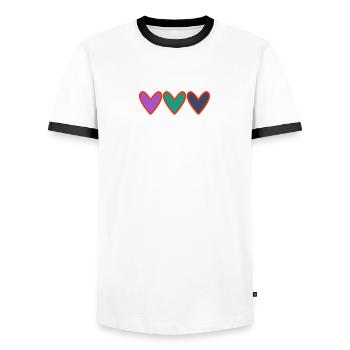 OMA. MUTTERTAG. ALLES GUTE ZUM OMA-TAG. ICH LIEBE DICH - Männer Kontrast-T-Shirt - Weiß/Schwarz - Vorne - AI Model Female 172 light (172cm) & AI Model Male 178 dark (178cm)