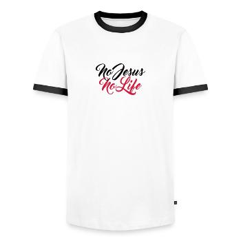 pas jésus pas copains d'équipage de l'équipe de vi - T-shirt contrasté Homme - blanc/noir - Devant - AI Model Female 172 light (172cm) & AI Model Male 178 dark (178cm)