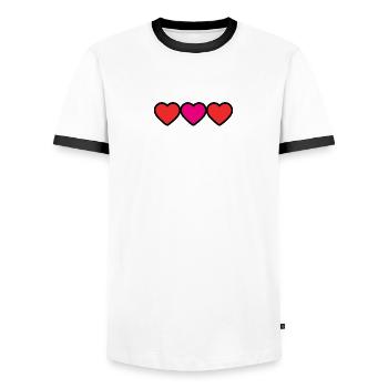 HEART. THANK YOU. MISTRESS. MASTER. THANK YOU MISTRESS. - Men's Ringer Shirt - white/black - Front - AI Model Female 172 light (172cm) & AI Model Male 178 dark (178cm)