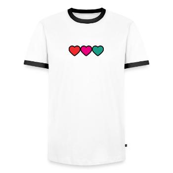PAAR. VALENTINSTAG. HERZ. WEIHNACHTEN. GERADE VERHEIRATET. - Männer Kontrast-T-Shirt - Weiß/Schwarz - Vorne - AI Model Female 172 light (172cm) & AI Model Male 178 dark (178cm)