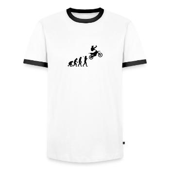 MX Freestyle Motocross Evolution - Männer Kontrast-T-Shirt - Weiß/Schwarz - Vorne - AI Model Female 172 light (172cm) & AI Model Male 178 dark (178cm)