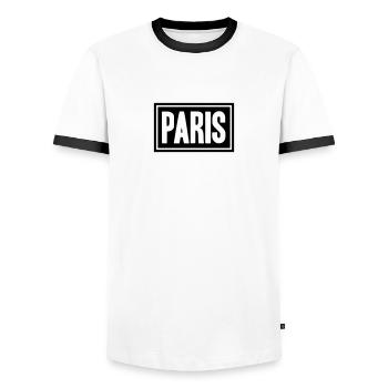 Paris Design - Männer Kontrast-T-Shirt - Weiß/Schwarz - Vorne - AI Model Female 172 light (172cm) & AI Model Male 178 dark (178cm)