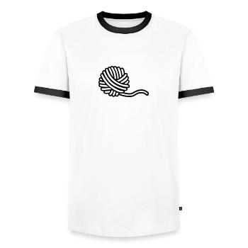 Wool - Men's Ringer Shirt - white/black - Front - AI Model Female 172 light (172cm) & AI Model Male 178 dark (178cm)