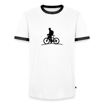Mountain bike - Men's Ringer Shirt - white/black - Front - AI Model Female 172 light (172cm) & AI Model Male 178 dark (178cm)