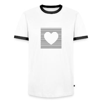 herz - T-shirt contrasté Homme - blanc/noir - Devant - AI Model Female 172 light (172cm) & AI Model Male 178 dark (178cm)
