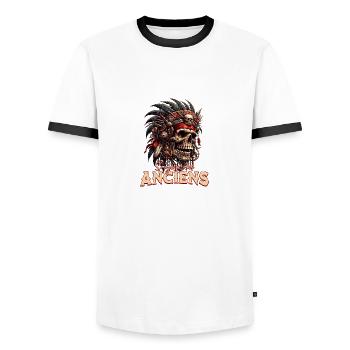 Die Weisheit der Alten - Männer Kontrast-T-Shirt - Weiß/Schwarz - Vorne - AI Model Female 172 light (172cm) & AI Model Male 178 dark (178cm)