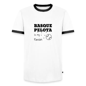 Pelote Basque Euskal Pilota Baskische Pelota - Men's Ringer Shirt - white/black - Front - AI Model Female 172 light (172cm) & AI Model Male 178 dark (178cm)