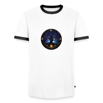 Tree of Life, Tree of Life, Night, Stars, Blue - Men's Ringer Shirt - white/black - Front - AI Model Female 172 light (172cm) & AI Model Male 178 dark (178cm)