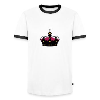 Couronne - T-shirt contrasté Homme - blanc/noir - Devant - AI Model Female 172 light (172cm) & AI Model Male 178 dark (178cm)